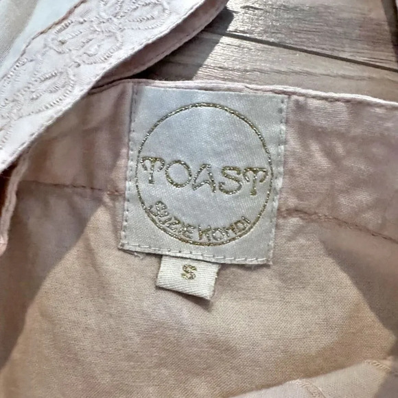 TOAST SUZIE KONDI | Flowy Blouse Gauze Cotton Embroidered Nude Blush | Small - Picture 4 of 5